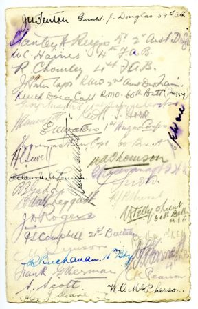 Albert Dinner Menu Signatures 1917 (Douglas)